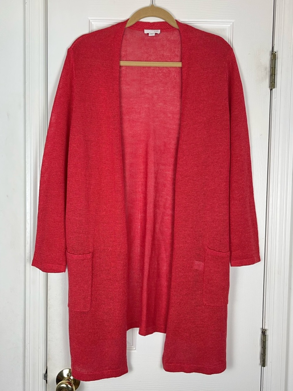 J. Jill Linen Duster Cardigan Lightweight Knit Sweater Sz L Petite Open Front